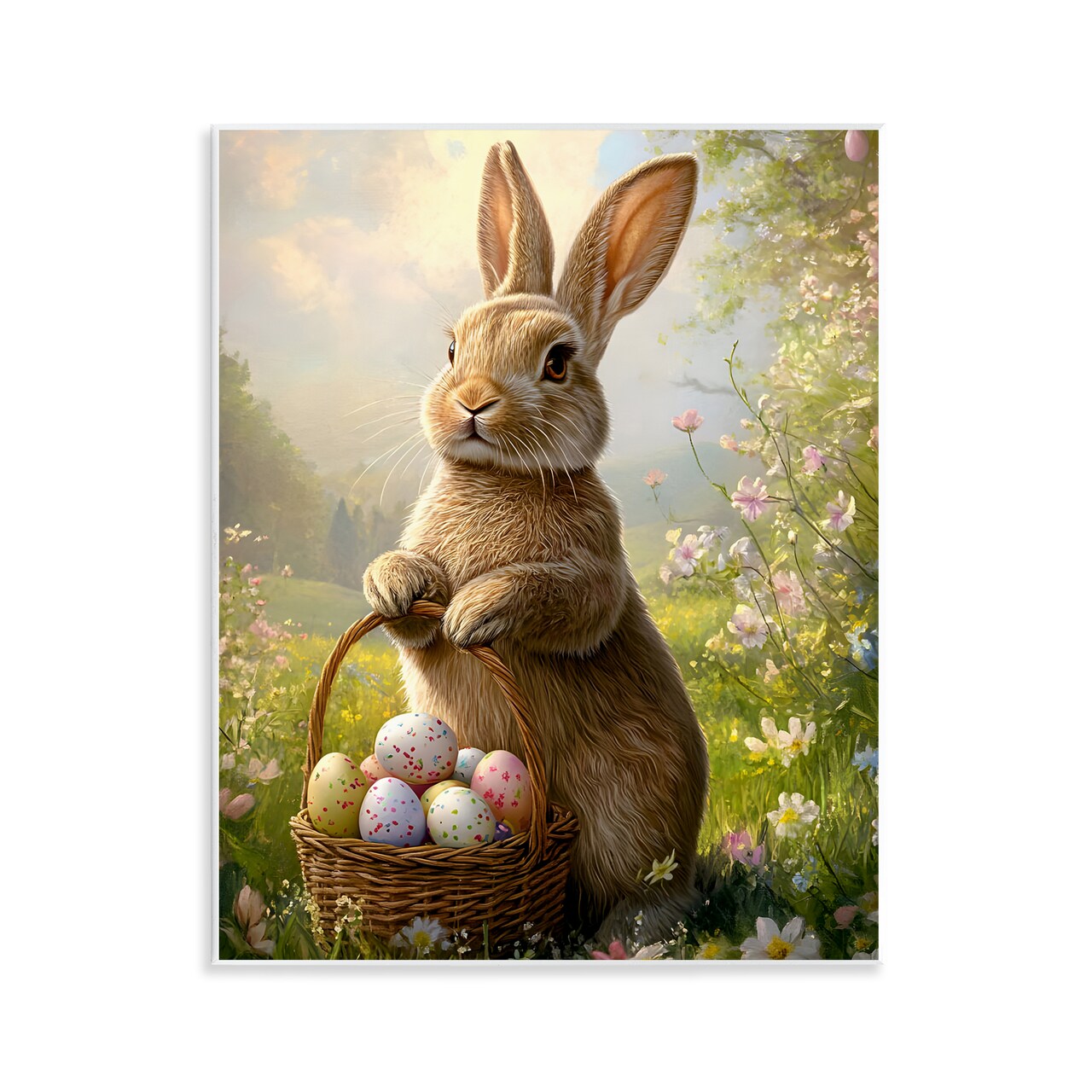 Stupell Industries Bunny with Easter Basket Wall Plaque Design by Franklyn Gregory